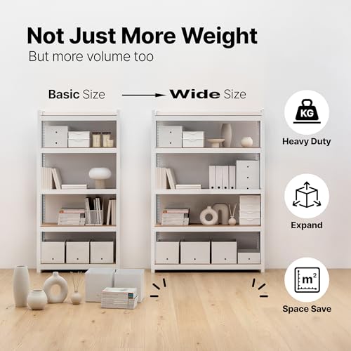 HOMEDANT White 48.1" Deep 5 Tier Storage Shelves Garage Shelving Unit - color: White, size: 48.1"W x 24.4"D