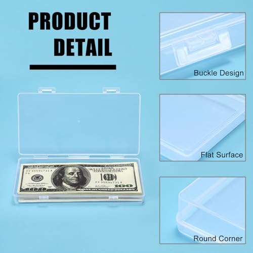 Hipiwe 2 Pack Plastic Cash Money Box Clear Currency Tray with Lid - size: 2 Pack