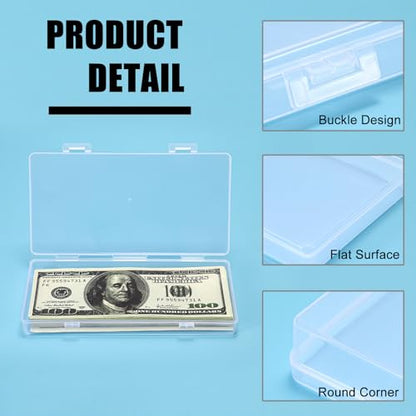Hipiwe 2 Pack Plastic Cash Money Box Clear Currency Tray with Lid - size: 2 Pack