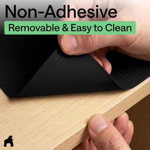 GORILLA GRIP Shelf Liner, Non-Adhesive Cabinet Liners, 12"x10' Jet Black - color: Black Onyx (Ribbed), size: 12" X 10'