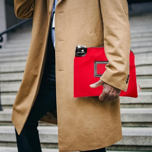 Locking Canvas Cash Bag, Red, 9 x 12 Inch - color: Red