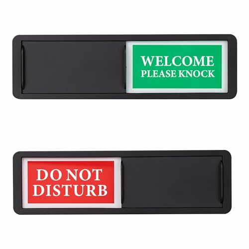 Do Not Disturb/Welcome Door Sign, Sliding Privacy Indicator Sign - color: Black Do Not Disturb