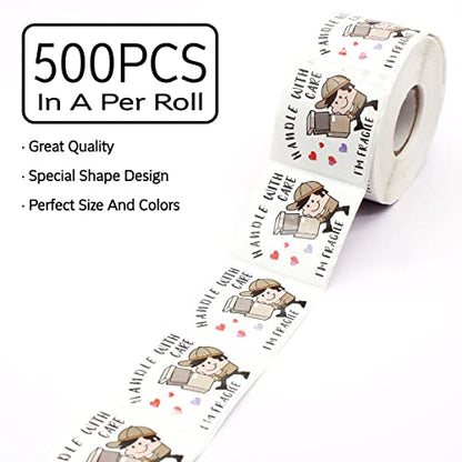 Wailozco Handle with Care Stickers,500 Labels Per Roll - color: Handle With Care