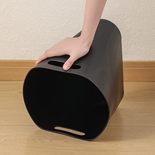 rejomiik Small Trash Can, Slim Garbage Can Plastic Waste Basket with Handles 3.5 Gallon Container Bin for Narrow Spaces Bathroom, Bedroom, Kitchen, Office at Home, 2 Pack Black - color: Black, size: 2 pack
