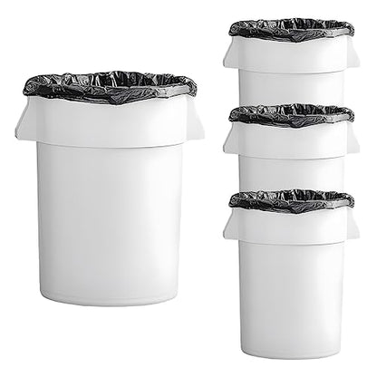 Set of 4 Round Commercial Trash Can 44 Gallon, Industrial Recycling Bin, Durable Garbage Can, Safe Food Container, Ingredient Bin (White) - color: White