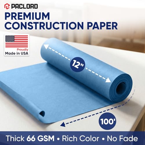 Dark Blue Construction Paper Roll 12" x 100 ft – Made in USA – 12" Bulletin Board Paper for Classroom & School, Teachers & Kids - color: Dark Blue, size: 12"W x 1200"L