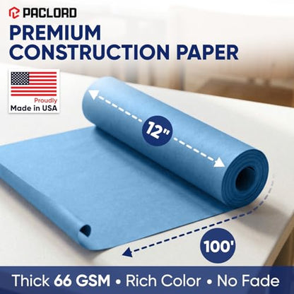 Dark Blue Construction Paper Roll 12" x 100 ft – Made in USA – 12" Bulletin Board Paper for Classroom & School, Teachers & Kids - color: Dark Blue, size: 12"W x 1200"L
