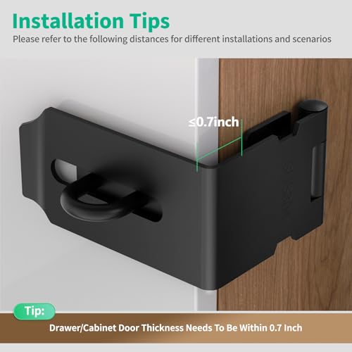 90 Degree Hasp Latch, File Cabinet Lock Kit, Black - 1pc - color: Black-1pc