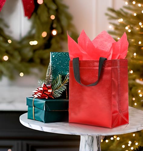 KeerxunBag Red Gift Bags - 12pk - Reusable - With Inner Liner Paper - color: Red