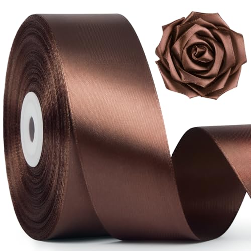 Mauproy Brown Satin Ribbon, 1-1/2 Inch, 50 Yards - color: Brown