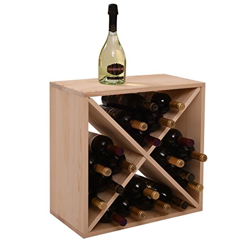 Y1LA 24 Bottle Wine Rack Holder Compact Cellar Cube Bar Storage Kitchen Decor Wood Display Home,Wine Storage Cube for Wood Crate in Natural (1, Natural-a)