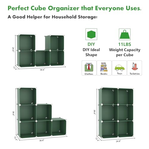 C&AHOME 6-Cube Storage Organizer Cube Shelf Closet Storage Bookcase, Green - color: Green