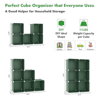 C&AHOME 6-Cube Storage Organizer Cube Shelf Closet Storage Bookcase, Green - color: Green