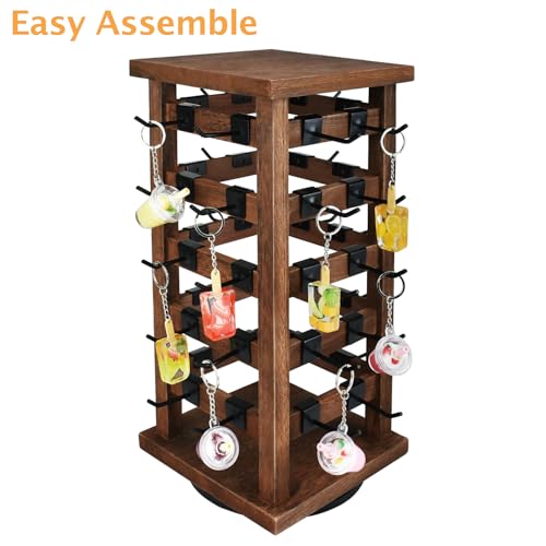 Ikee Design 5 Tiers Wood Rotating Jewelry Earring Display 42 Hooks - color: 4 side, Brown, 42 hooks