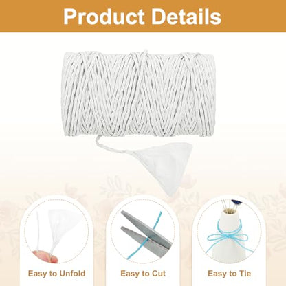 MECCANIXITY Raffia Ribbon 98 Yard Natural Paper String 2mm Wide White - color: White