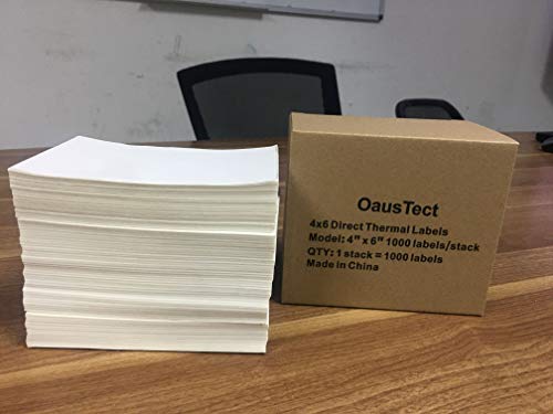 OausTect 4x6 Shipping Label 1000 Fanfold Labels for Rollo, Zebra Direct Thermal Printer, with Perforations - size: 1000 Labels