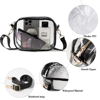 TOBVZOO Clear Bag Stadium Approved, Crossbody Transparent Bag for Concerts Sports Events, Purses for Men & Women - color: Clear - Black