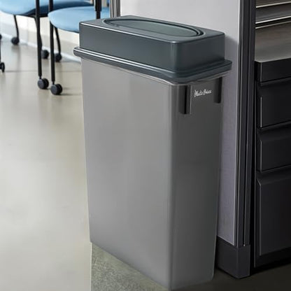 PLASTIC PRINCE 23 Gallon Slim Trash Can with Swing Lid Commercial Gray Rectangular Garbage Can with Drop Shot Lid Waste Bin with Double Flip Top for Restaurant Home Kitchen Office - style: Gray Trash Can with Swing Lid