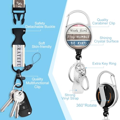 Piefly Lanyards for Id Badge, Teacher Card Holder Retractable Reel Positive - color: Inspirational Quote