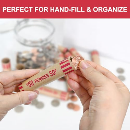 LLIKED 1,200 PCS Pennie Preformed Coin Roll Wrappers-Pennies - size: 1200 Pennies Coin Rolls