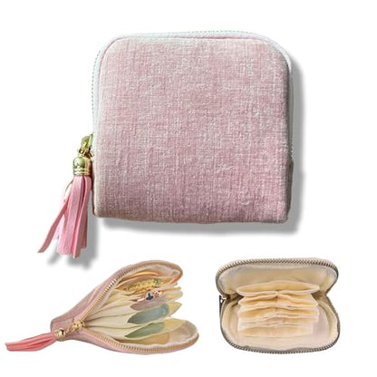 Jewelry Organizer Case, Small Travel Velvet Pouch, Portable - color: Rose Blush