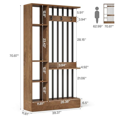 Tribesigns Wall Room Divider with Shelves, 71" Freestanding Room Divider - color: Brown