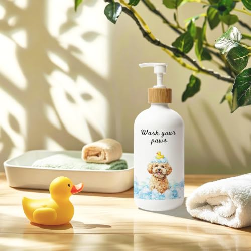 Poodle Lover Gifts Glass Soap Dispenser with Pump - color: Poodle 02