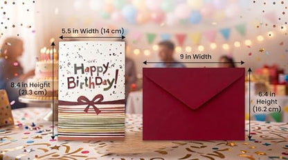 Srashtaa 5-Piece Happy Birthday Gift Bag Set – Extra Large Paper Bag + Golden Wrapping Bag + Greeting Card + Envelope + Tissue Paper | Birthday Gift Bags for Men Women