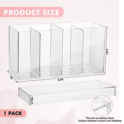 1 Pack 4 Compartment Acrylic Makeup Organizer with Lid Lash Cart Organizer