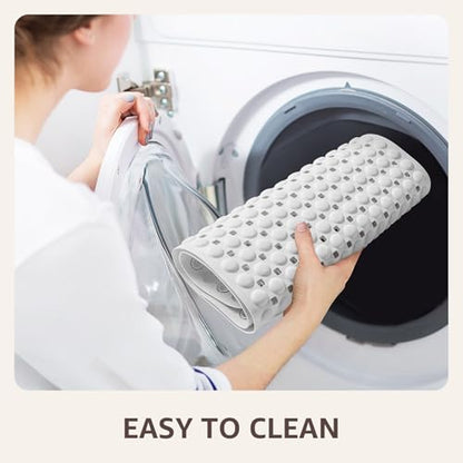 OTHWAY Bath Tub Shower Mat Non Slip, Bathtub Floor Liner Mats for Inside Shower Bathroom, Suction Cups and Drain Holes for Feet Scrubbing, Machine Washable, Soft on Feet, 35x16 Inch, White - color: White