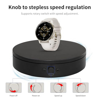 Rotating Display Stand Easy to Switch Direction, Adjustable Speed, Used for Product Display, Jewelry, Shoes Shooting and Display (7.87inch/Black/(3PCS per pack)) - color: 7.87inch/Black/(3PCS per pack)