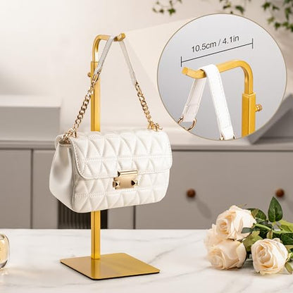 3-Pack Adjustable Tabletop Purse & Banner Display Stands, Gold - color: Gold