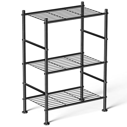 Abiglifty Storage Shelves, 3-Tier Metal Shelving, Wire Shelving with Adjustable Leveling Feet, Shelf Organizer for Bathroom, Closet, Garage - size: 3 Tier