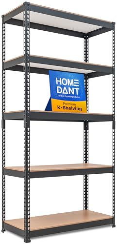 HOMEDANT Black 35.9" W 5 Tier Storage Shelves Garage Shelving Unit Metal - color: Black, size: 35.9"W x 16.2"D