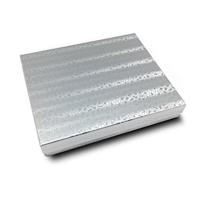 TheDisplayGuys 25 Cardboard Gift Jewelry Boxes w/Paddings #65-6.0x5.0x1 - color: Silver Foil