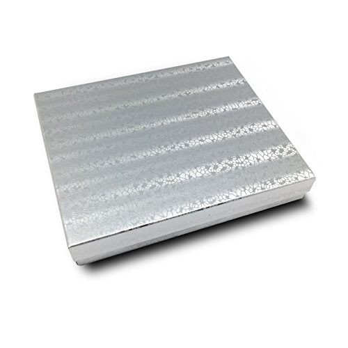 TheDisplayGuys 25 Cardboard Gift Jewelry Boxes w/Paddings #65-6.0x5.0x1 - color: Silver Foil