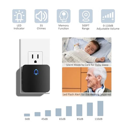 SECRUI Wireless Door Chime for Home Door Opening & Business Entering - size: 1 sensor 1 receiver