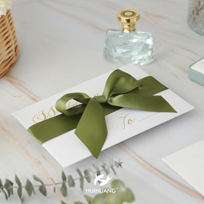HUIHUANG Moss Green Double-Faced Satin Ribbon 1-1/2 inch x 100 Yards - color: Moss Green, size: 1-1/2 inch