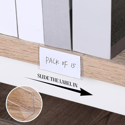 Containlol 15 Pcs Moveable Shelf Label Holder for Library, 2 x 1 Inch - size: 2 x 1 Inch