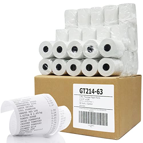 (50) Thermal Paper Rolls 2-1/4 X 63 Ingenico ICT 200 220 250 FD400 Vx520 - size: 2 1/4" X 63'