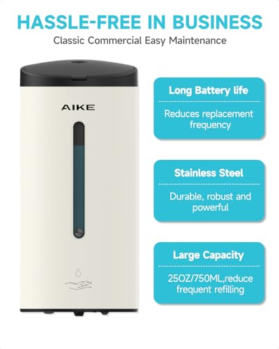 AIKE Automatic Liquid Soap Dispenser,25oz Capacity for Bathroom,Mattewhite - color: Off White
