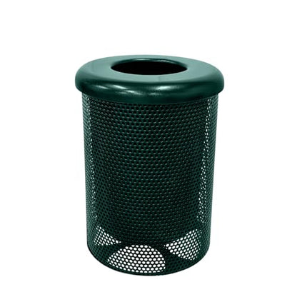 COATEDOUTDOORFURNITURE 32-Gal Trash Can, Dark Green, Flat Top Lid - color: Dark Green, size: Flat Top - Punched Steel