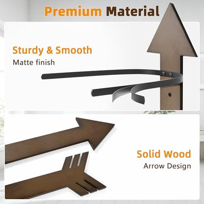 Cowboy Hat Rack for Wall, Wood Arrow Design, Hold 4 Wide-Brim Hats, Walnut - color: Walnut