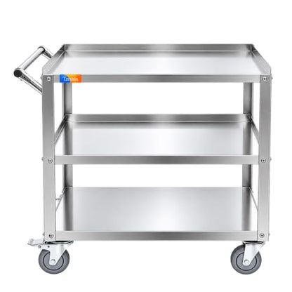 Treshin 3 Tier Stainless Steel Utility Cart, 21" W x 32.87" L x 33.58" H - size: 21"W x 32.87"L x 33.58"H