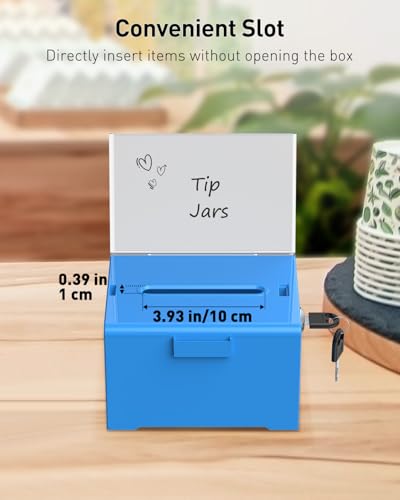 Uniclife 6.2"x 5" x 4" Blue Acrylic Donation Box with Lock and Slot - color: Blue, size: 1 Pack
