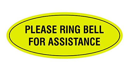 Signs ByLITA Oval Please Ring Bell for Assistance Sign (Yellow/Black) - Small - color: Yellow / Black, size: 2 x 5" - Small (1 Pack)