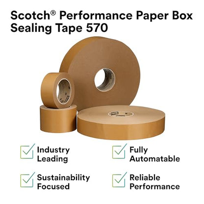 3M Scotch Performance Paper Box Sealing Tape 570, 2.8 x 55 yd, 1 Roll - size: 2.8" x 55 yd