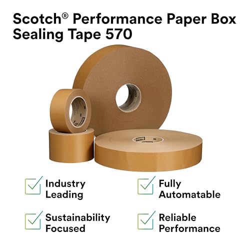 3M Scotch Performance Paper Box Sealing Tape 570, Brown, 2.8" x 547 yd - size: 2.8" x 547 yd