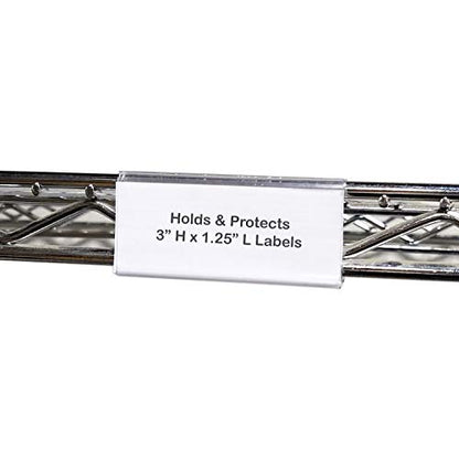 Wire Shelf Label Holder, Metro & Nexel Clear Plastic Clip On Ticket Holder with Sleeve, 3" x 1.25", 50 Pack - size: 50 Pack