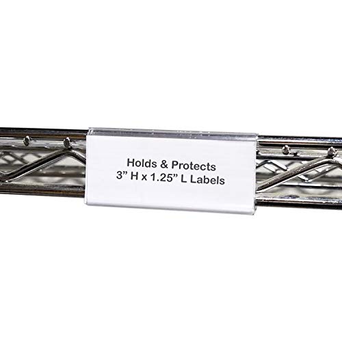 Wire Shelf Label Holder, Metro & Nexel Clear Plastic Clip On Ticket Holder with Sleeve, 3" x 1.25", 100 Pack - size: 100 Pack